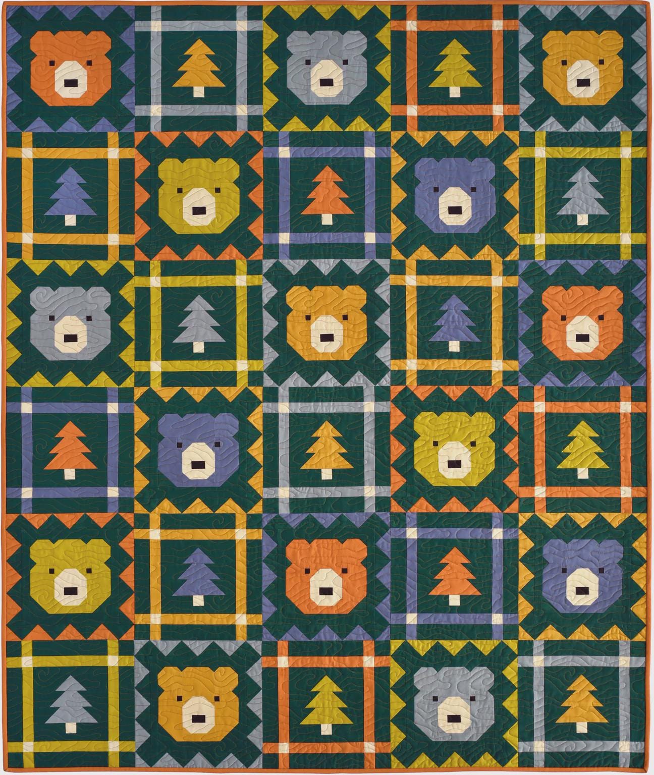 Grizzly Grove Quilt Pattern – Bear & Checkered Quilt by Art East Quilting Co | Fat Quarter Friendly, Crib and Throw Sizes