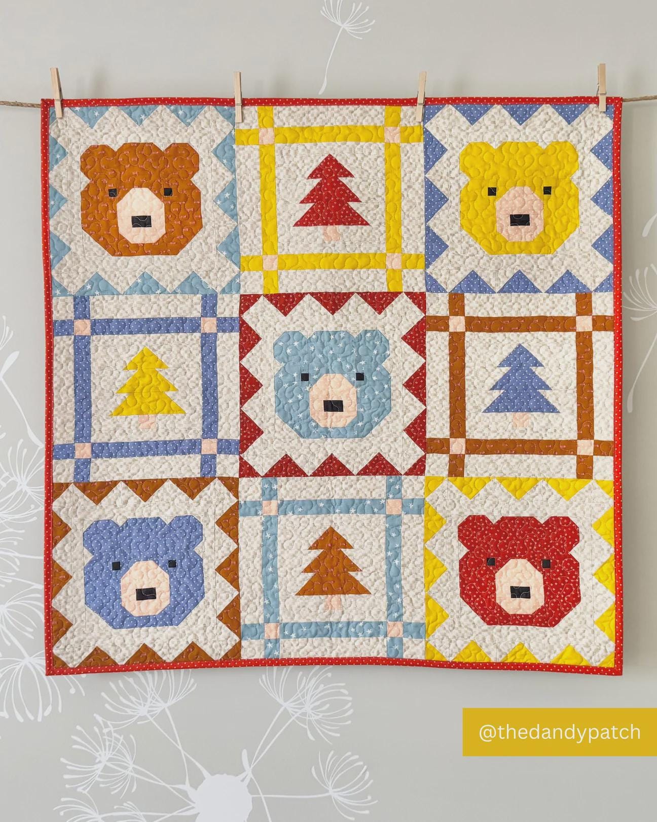 Grizzly Grove Quilt Pattern – Bear & Checkered Quilt by Art East Quilting Co | Fat Quarter Friendly, Crib and Throw Sizes