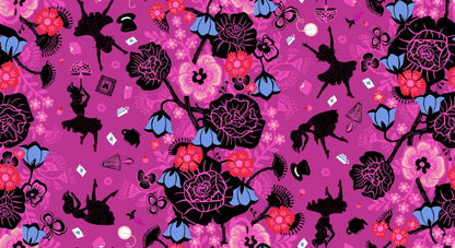 Hello Alice – Rabbit Hole Novelty Damask Floral – Purple | Ruby Star Society RS2121-12 | 100% Cotton Quilting Fabric by Sarah Watts