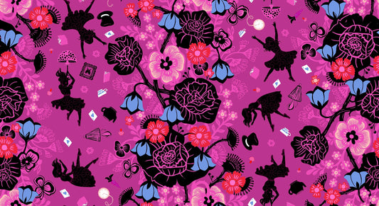Hello Alice – Rabbit Hole Novelty Damask Floral – Purple | Ruby Star Society RS2121-12 | 100% Cotton Quilting Fabric by Sarah Watts
