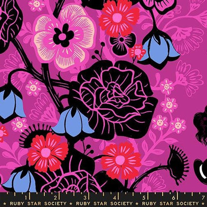 Hello Alice – Rabbit Hole Novelty Damask Floral – Purple | Ruby Star Society RS2121-12 | 100% Cotton Quilting Fabric by Sarah Watts