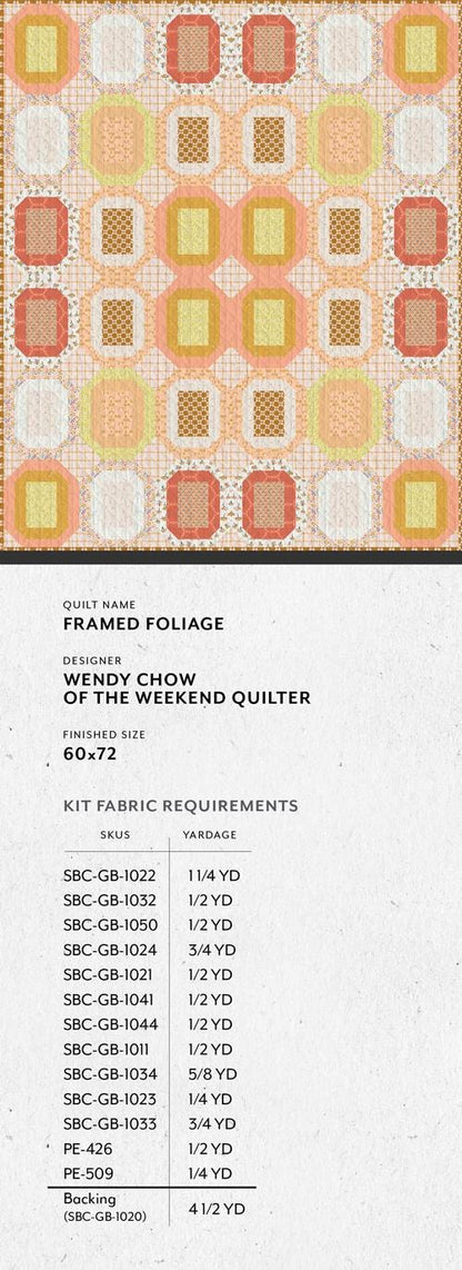 GeoBloom – Framed Foliage Quilt Kit | Designed by Wendy Chow (The Weekend Quilter) | Exclusively Distributed by Art Gallery Fabrics