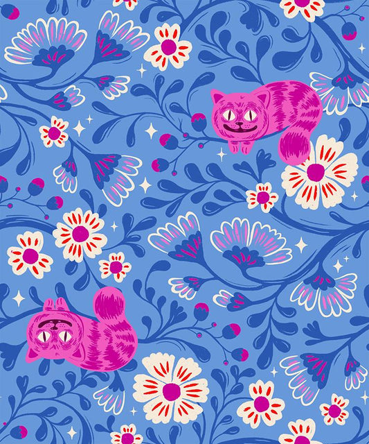 Hello Alice RS2123 13 Ruby Star#1 – Cheshire Novelty Cats Children – Light Blue | Ruby Star Society | 100% Cotton Fabric by Sarah Watts