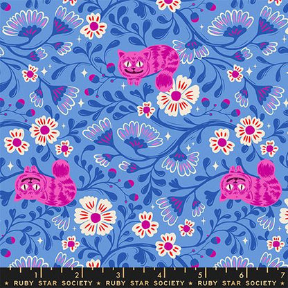 Hello Alice RS2123 13 Ruby Star#1 – Cheshire Novelty Cats Children – Light Blue | Ruby Star Society | 100% Cotton Fabric by Sarah Watts