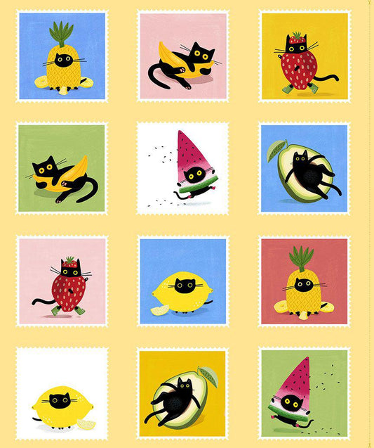 Furruit Cocktail 36" Wide Fabric Panel – 100% Cotton – Designed by Leezaworks for Dear Stella