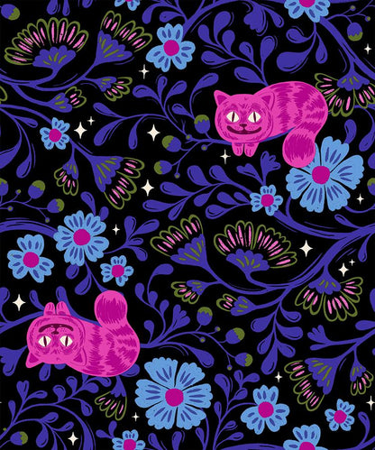 Hello Alice Black RS2123 14 Ruby Star#1 – Cheshire Novelty Cats Children – Black | Ruby Star Society | 100% Cotton Fabric by Sarah Watts