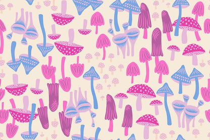 Hello Alice Shell RS2124 11 Ruby Star#1 – Mushroom Land Novelty Nature Kitsch, Natural, Ruby Star Society 100% Cotton Fabric by Sarah Watts