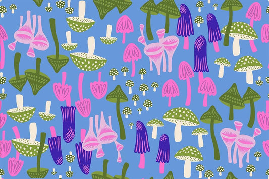 Hello Alice Lindley Blue RS2124 13 Ruby Star#1 – Mushroom Land Novelty, Light Blue, Ruby Star Society 100% Cotton Fabric by Sarah Watts