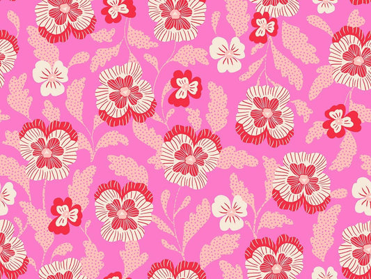 Hello Alice Lipstick RS2126 12 Ruby Star#1, Violets Florals Novelty, Pink, Ruby Star Society 100% Cotton Fabric by Sarah Watts