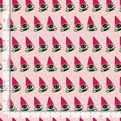 One In A Meowlon | 100% Cotton Fabric | Designed by Leezaworks for Dear Stella, Black Cats and Watermelon