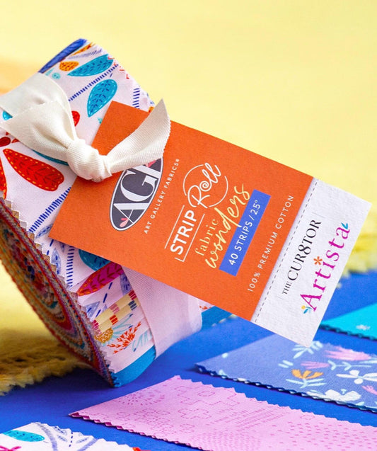 The Cur8tor Artista Strips Roll – 40 Precut 2.5" Strips | Jelly Roll designed by AGF Studio – 100% Cotton Quilting Fabric