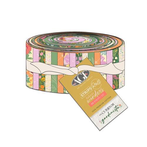 The Cur8tor Gardenista Strips Roll – 40 Precut 2.5" Strips | Jelly Roll designed by AGF Studio – 100% Cotton Quilting Fabric