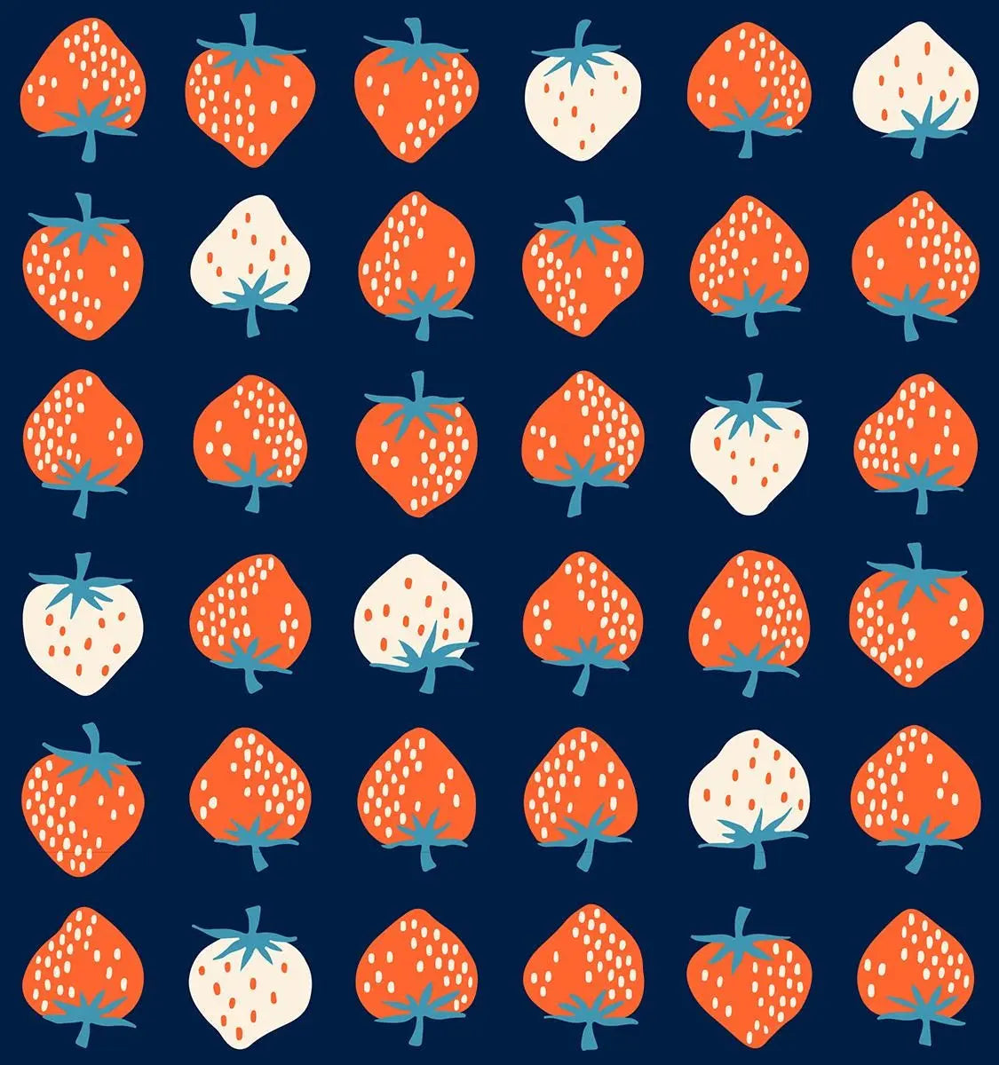 Strawberry Navy RS3084 23 Ruby Star#1 – Strawberry Novelty Strawberry Retro Kitsch, Ruby Star Society 100% Cotton Fabric by Kimberly Kight