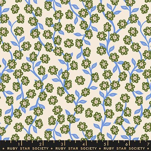 Hello Alice Shell RS2128 11 Ruby Star#1, Chatty Garden Florals Children, Ruby Star Society 100% Cotton Fabric by Sarah Watts