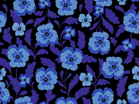 Hello Alice Black RS2126 16 Ruby Star#1, Violets Florals Novelty, Black, Ruby Star Society 100% Cotton Fabric by Sarah Watts