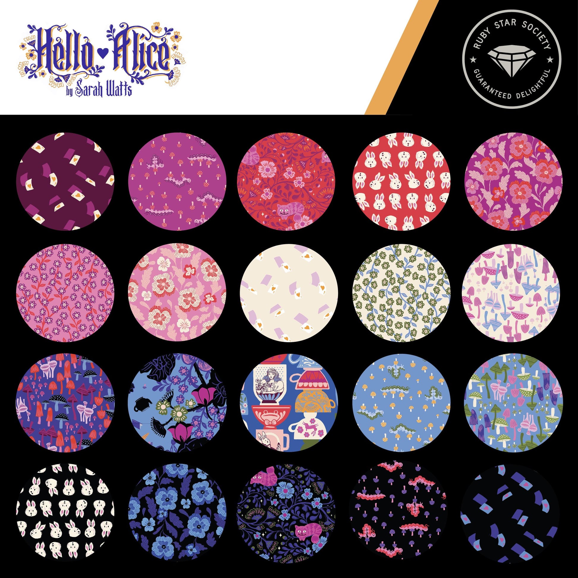 Ruby Star Society – Hello Alice Fabric Bundle | 28 Fat Quarters or Half Yards • Optional 35" Hello Alice Panel Included