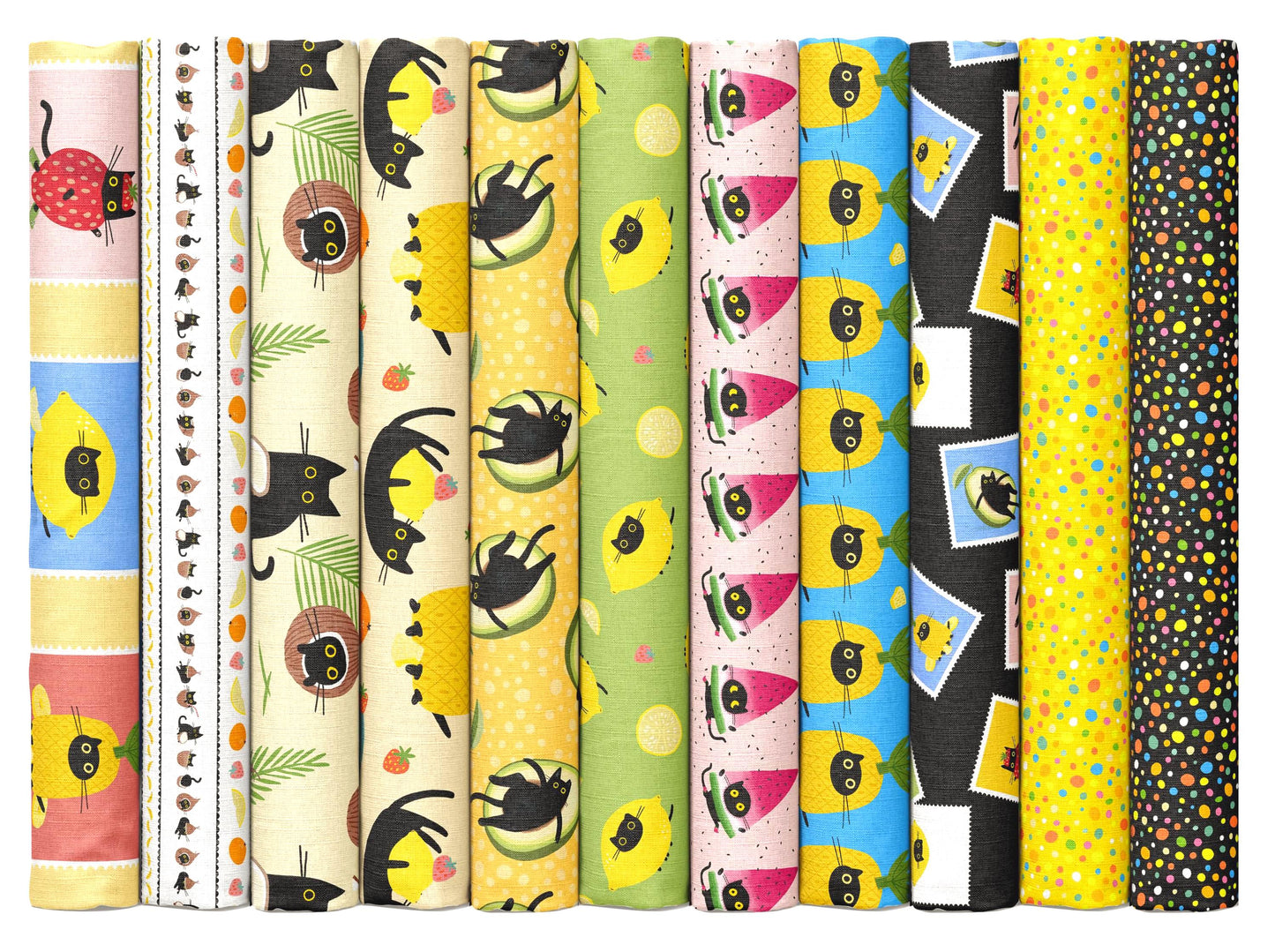 Dear Stella Furruit Cocktail Fabric Bundle – 10 Pc (with Optional Panel) 100% Cotton by Leezaworks | Half Yard, Fat Quarter, Full Yard