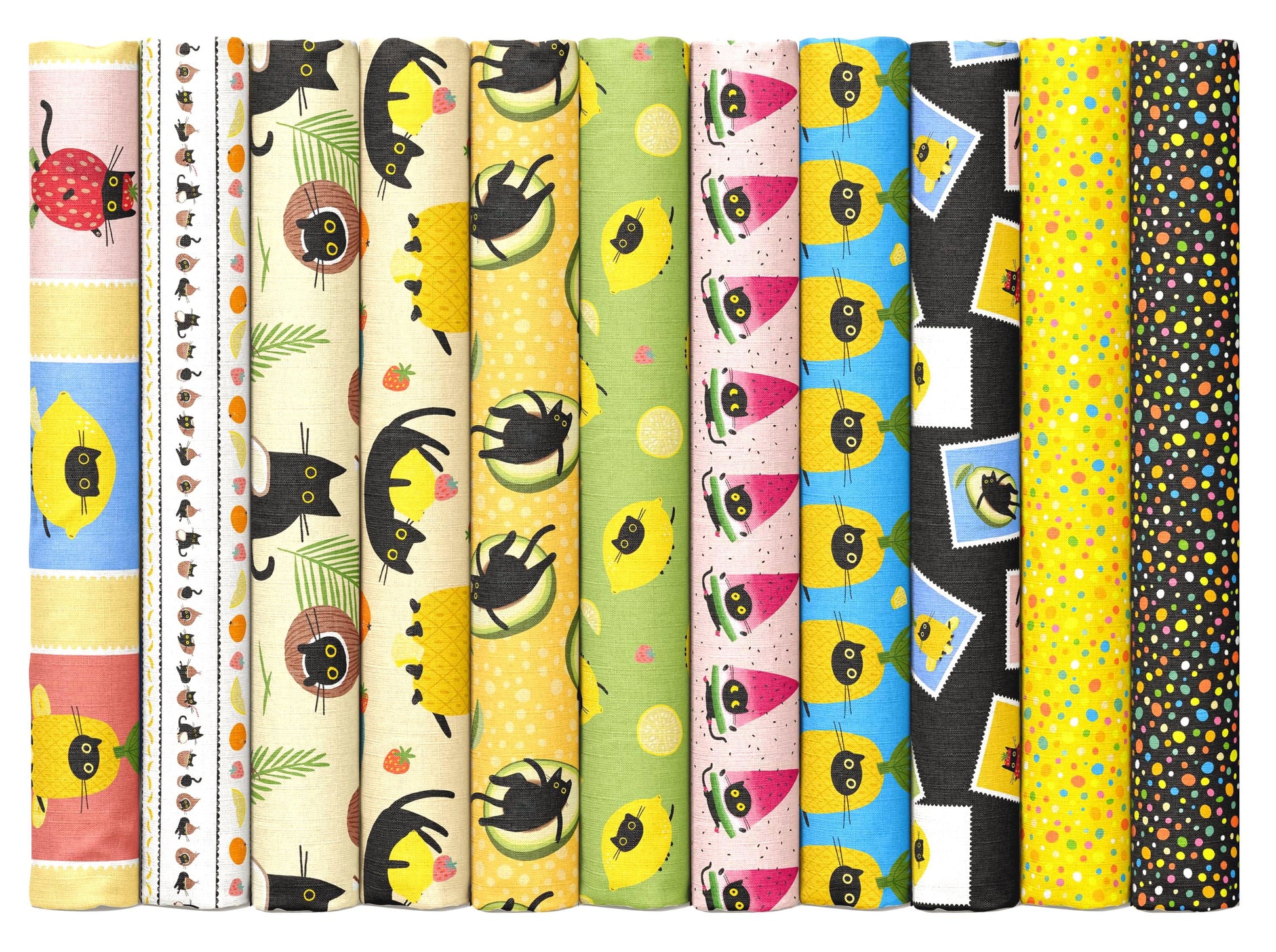 Dear Stella Furruit Cocktail Fabric Bundle – 10 Pc (with Optional Panel) 100% Cotton by Leezaworks | Half Yard, Fat Quarter, Full Yard