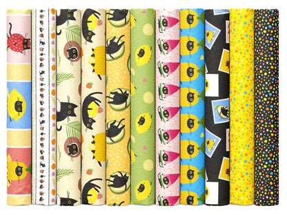 Dear Stella Furruit Cocktail Fabric Bundle – 10 Pc (with Optional Panel) 100% Cotton by Leezaworks | Half Yard, Fat Quarter, Full Yard