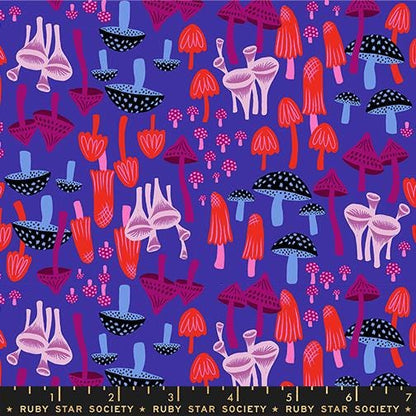 Hello Alice Blacklight RS2124 14 Ruby Star#1 – Mushroom Land Novelty, Purple, Ruby Star Society 100% Cotton Fabric by Sarah Watts
