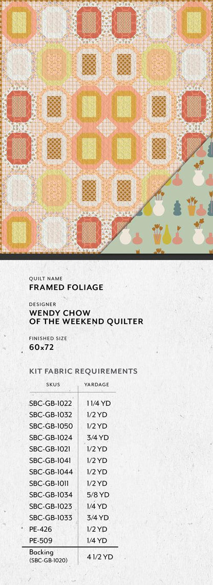 GeoBloom – Framed Foliage Quilt Kit | Designed by Wendy Chow (The Weekend Quilter) | Exclusively Distributed by Art Gallery Fabrics