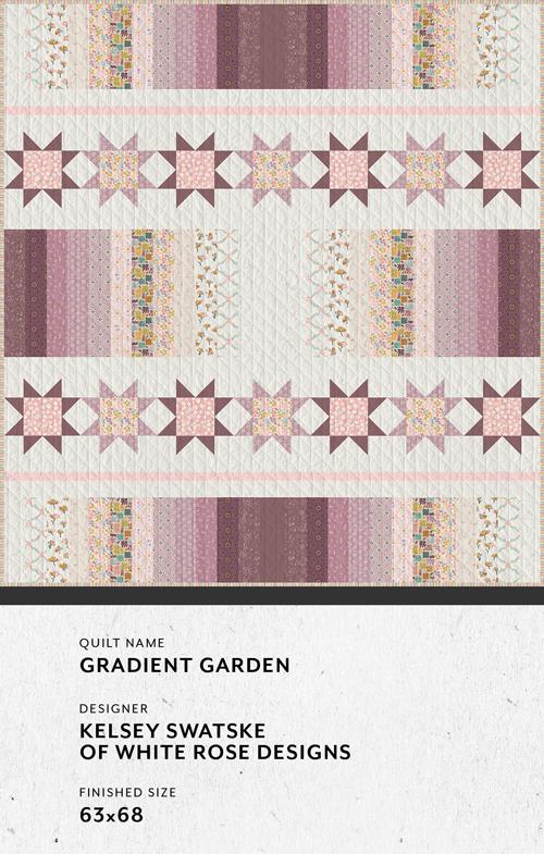 Gradient Garden Quilt Pattern, Designed by Kelsey Swatske, Exclusive Art Gallery Fabrics Pattern, Finished Size 68" x 68"