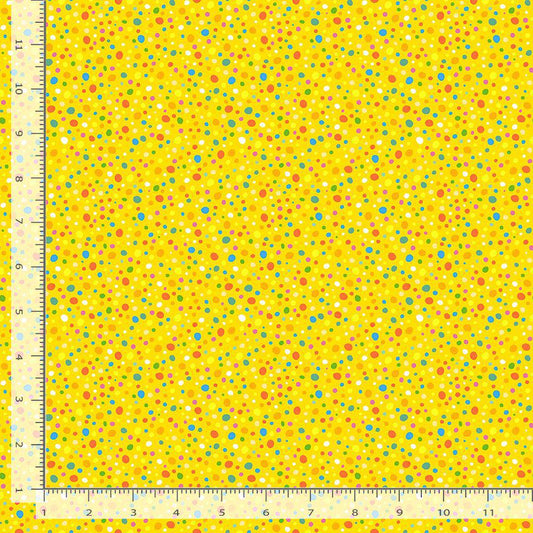 Tropical Beans | 100% Cotton Fabric | Designed by Leezaworks for Dear Stella, Colorful Dots In Yellow Backdrop