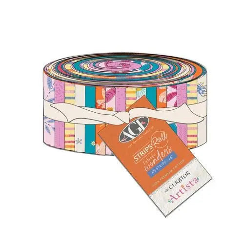 The Cur8tor Artista Strips Roll – 40 Precut 2.5" Strips | Jelly Roll designed by AGF Studio – 100% Cotton Quilting Fabric
