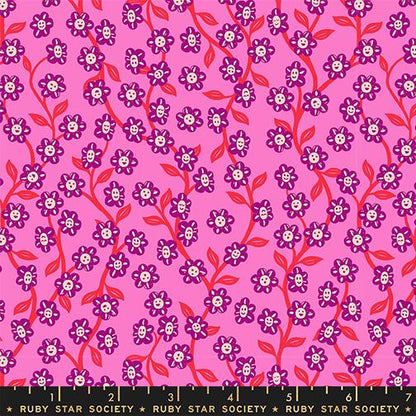 Hello Alice Lipstick RS2128 13 Ruby Star#1, Chatty Garden Florals Children, Ruby Star Society 100% Cotton Fabric by Sarah Watts