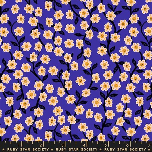 Hello Alice Blacklight RS2128 14 Ruby Star#1, Chatty Garden Florals Children, Ruby Star Society 100% Cotton Fabric by Sarah Watts