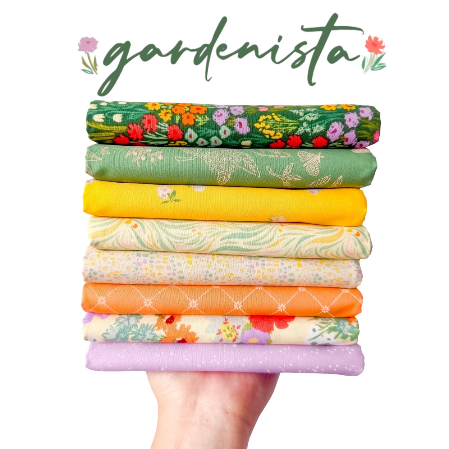 Cur8tor: Gardenista Fabric Bundle – 8 Pc Quilting Cotton by AGF Studio | Half Yard, Fat Quarter, Quarter Yard