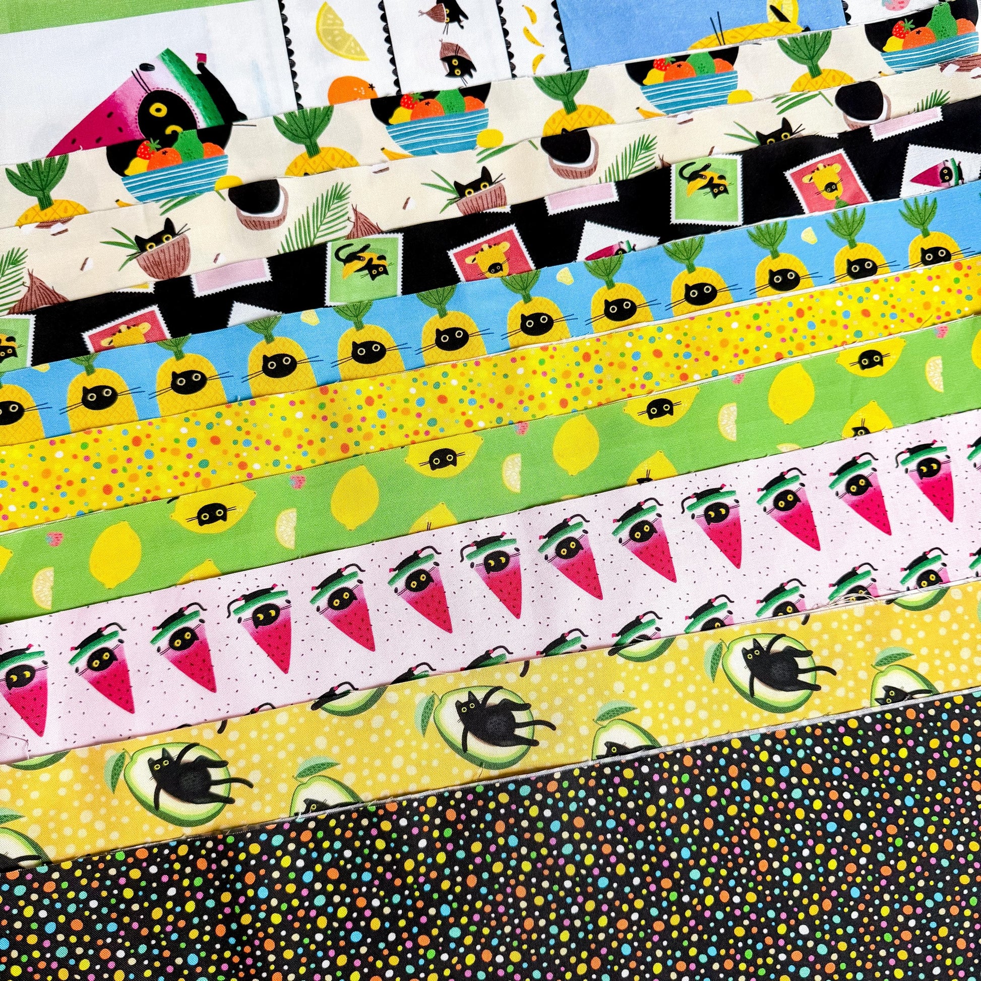 Dear Stella Furruit Cocktail Fabric Bundle – 10 Pc (with Optional Panel) 100% Cotton by Leezaworks | Half Yard, Fat Quarter, Full Yard