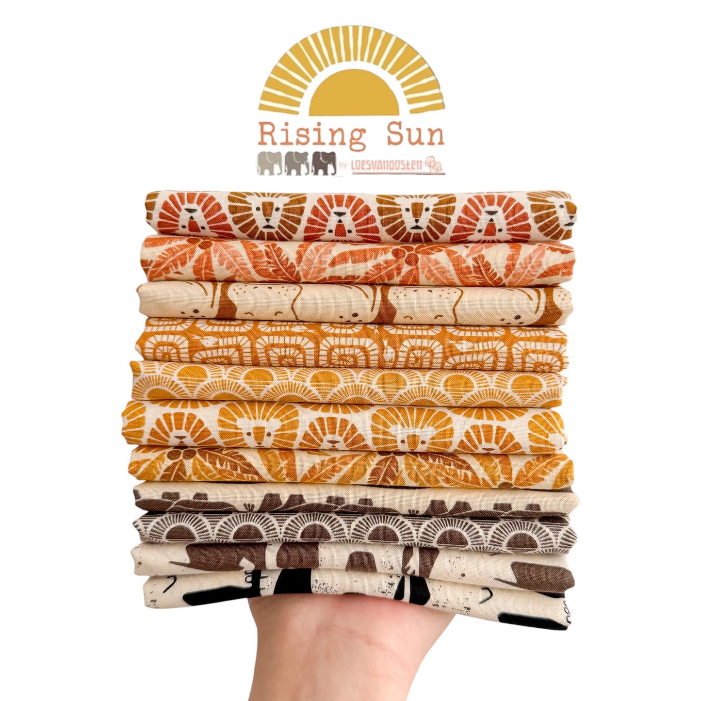 Rising Sun Fabric Bundle by Loes van Oosten – Cotton+Steel – 11 Prints – Safari Animals, Elephants, Lions, Snakes, Modern Quilting Cotton