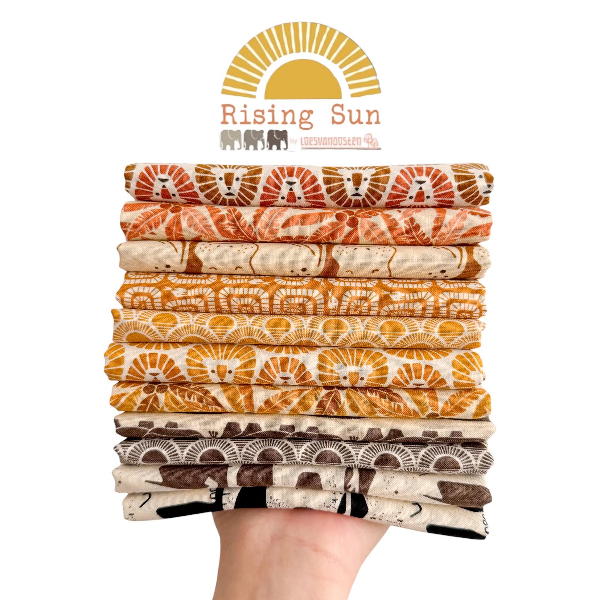 Rising Sun Fabric Bundle by Loes van Oosten – Cotton+Steel – 11 Prints – Safari Animals, Elephants, Lions, Snakes, Modern Quilting Cotton