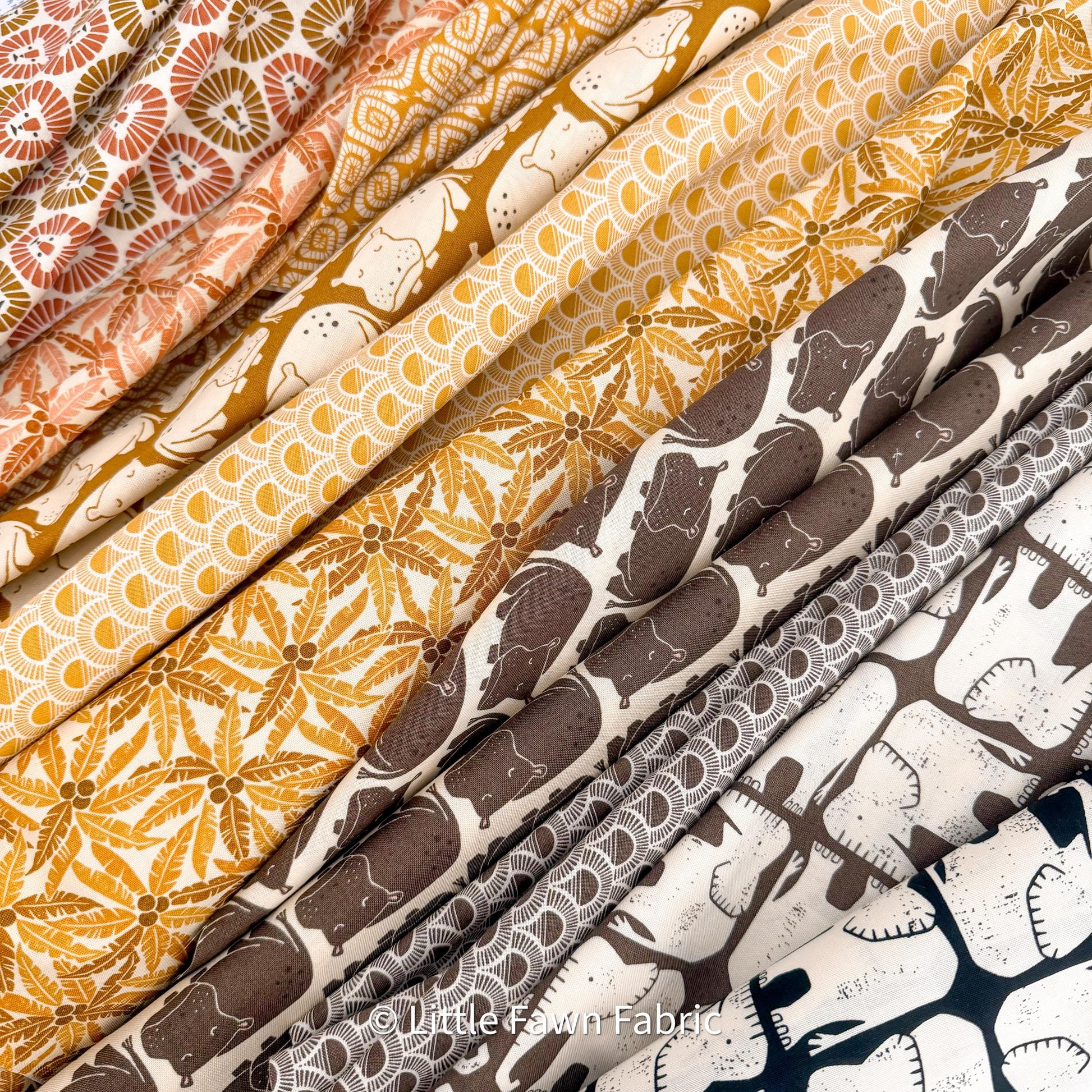 Rising Sun Fabric Bundle by Loes van Oosten – Cotton+Steel – 11 Prints – Safari Animals, Elephants, Lions, Snakes, Modern Quilting Cotton