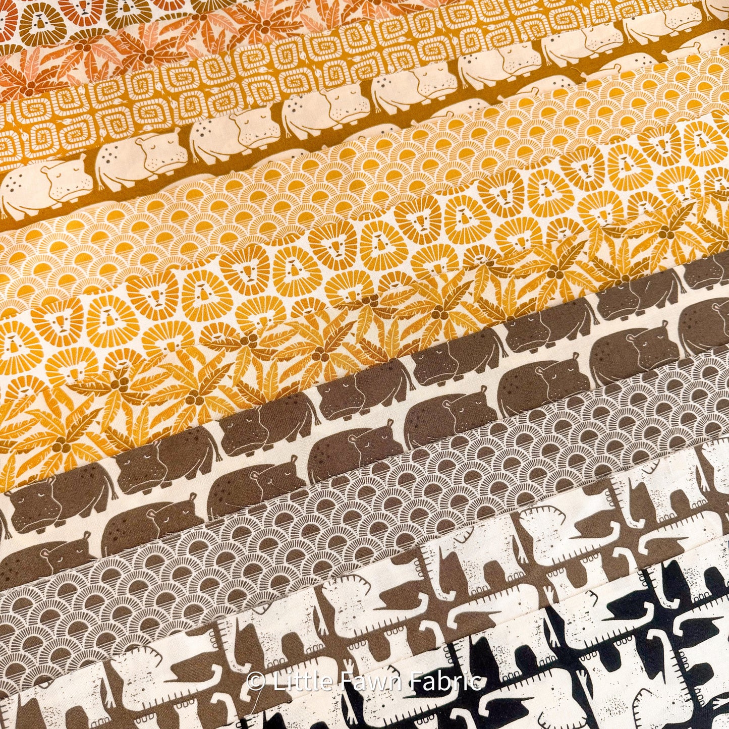 Rising Sun Fabric Bundle by Loes van Oosten – Cotton+Steel – 11 Prints – Safari Animals, Elephants, Lions, Snakes, Modern Quilting Cotton