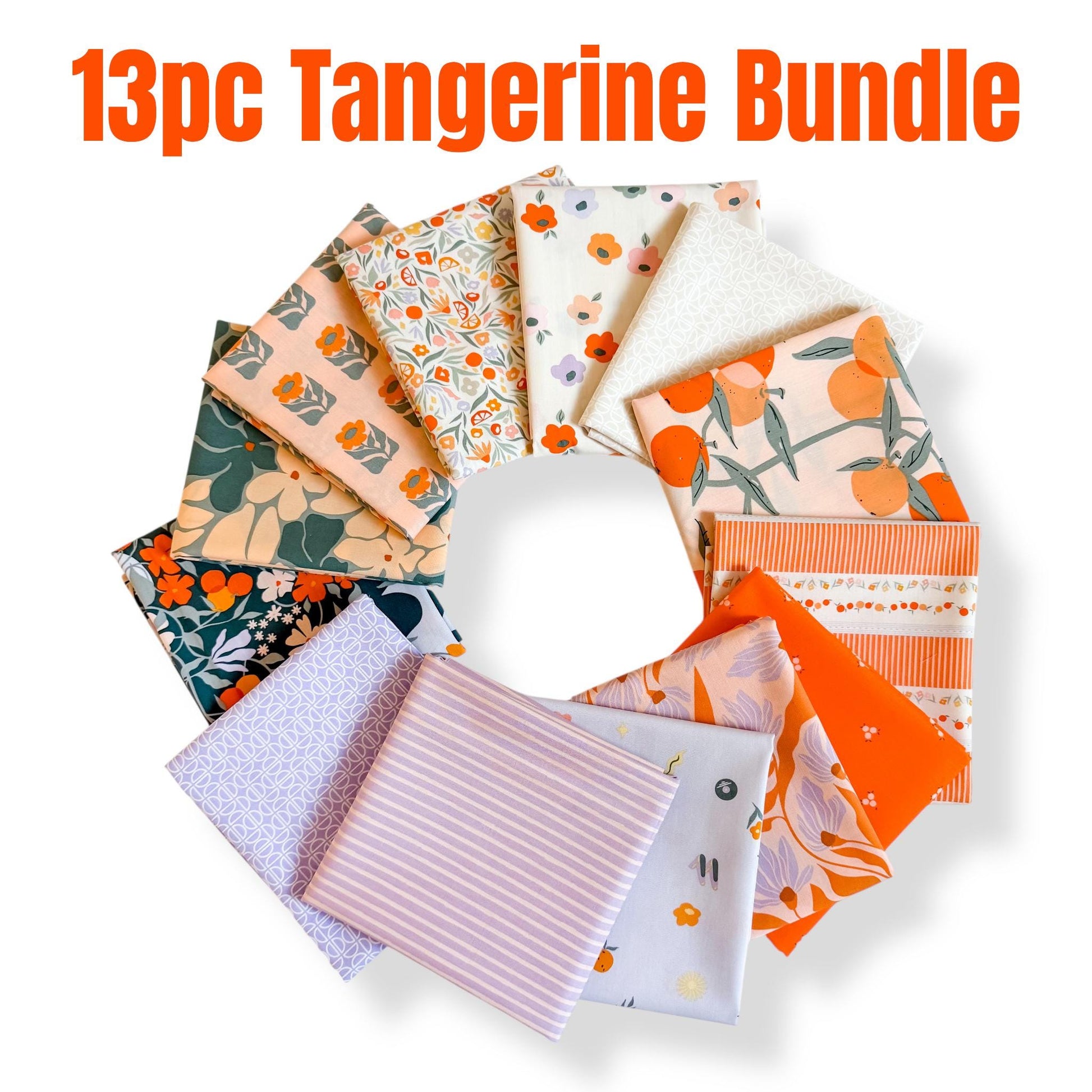 Tangerine Fabric Bundle 13 Pc Half Yard or Fat Quarter Cuts – Art Gallery Fabrics Collection by AGF Studio