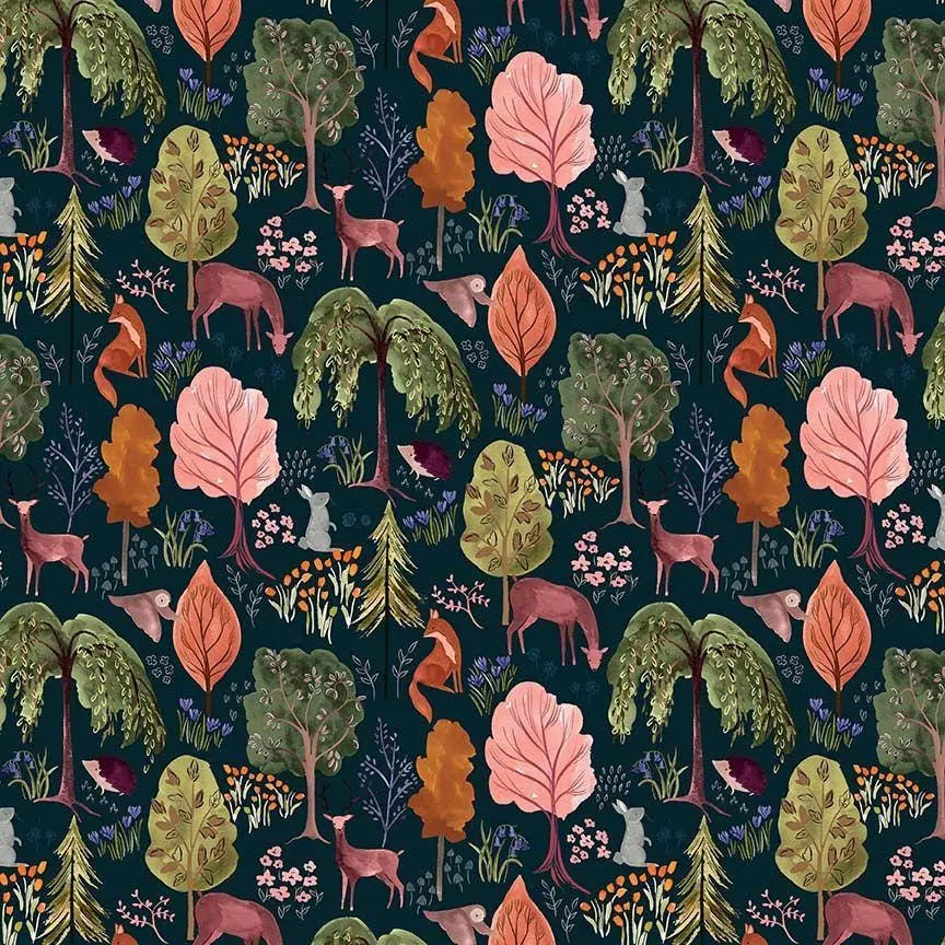 Floral Forest Midnight by Fay Nye – Dear Stella – STELLA-DFN3432 – 100% Cotton Fabric – Yard, Half Yard, Quarter Yard