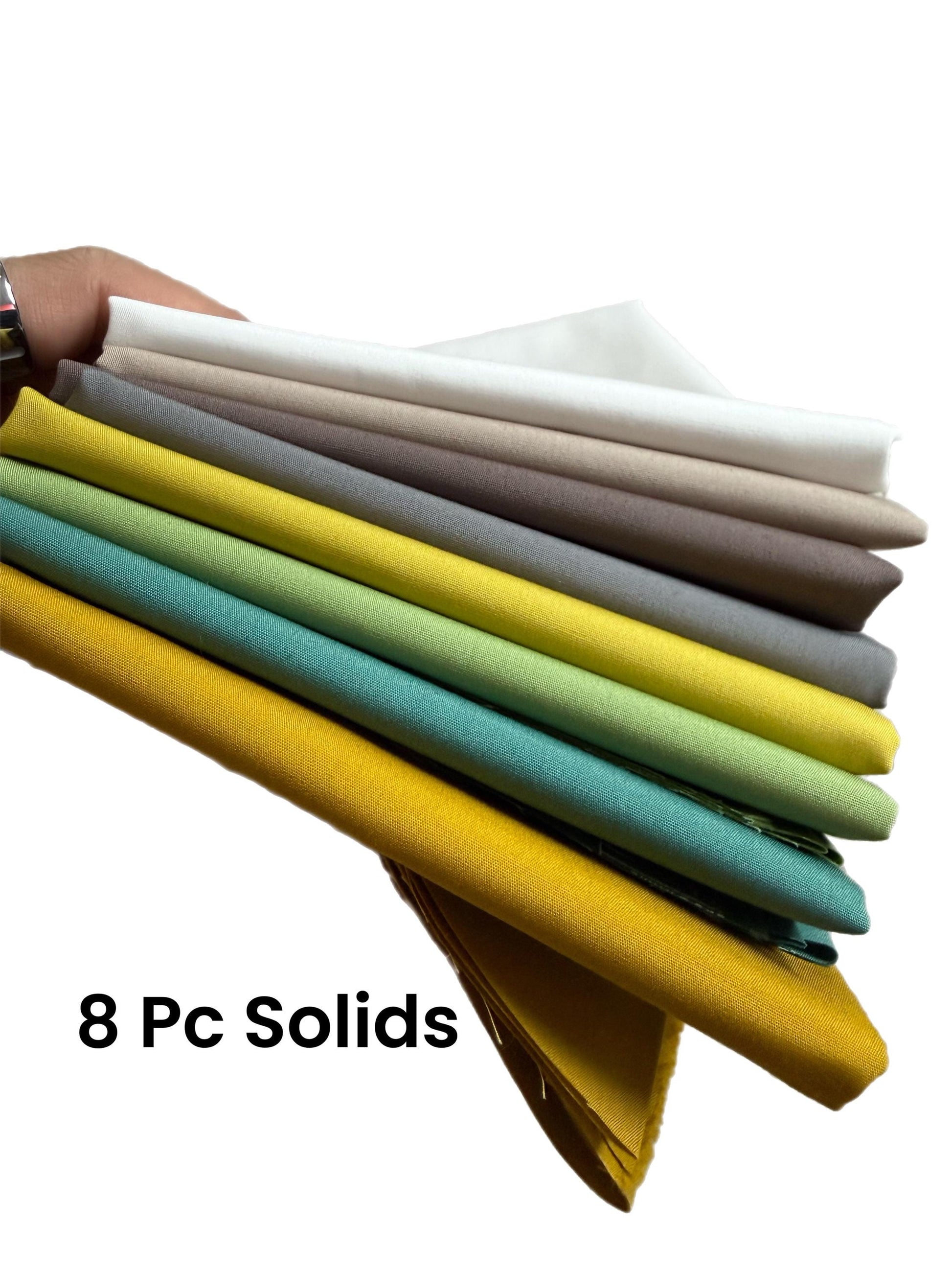 Mossy Meadow Pure Solids Bundle – 8 Pc Earthy Neutrals – Art Gallery Fabrics – Forest-Inspired Quilting Cotton