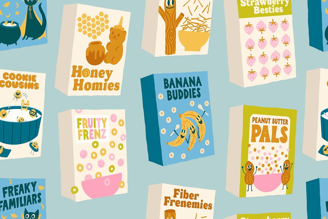 Cereal Breakfast Food – Egg and Friends Polar RS3106 15 Ruby Star#1 – Light Blue | Ruby Star Society | 100% Cotton Fabric by Kimberly Kight