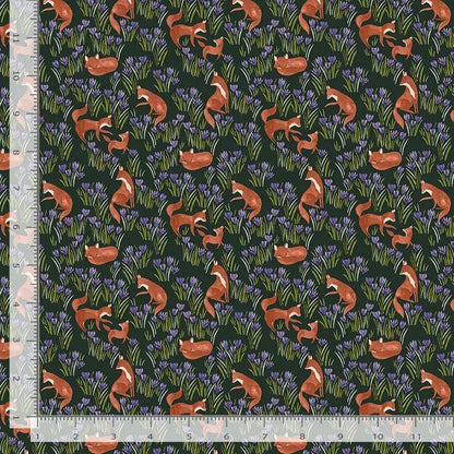 Crocus Field Midnight – Dear Stella Fabric by Fay Nye | Floral Forest | 100% Cotton Digital Print | Yardage, Half Yard, Quarter Yard