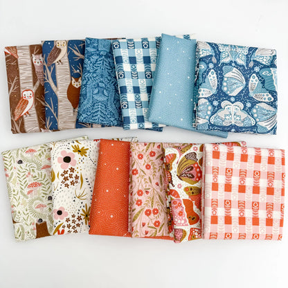 Night Owl Curated Bundle – 12 Pc Cotton Set by By Gingiber for Moda Fabrics | Modern Floral, Owl, Butterfly Prints