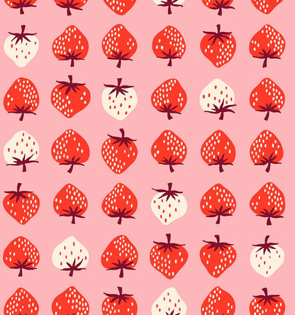 Strawberry Novelty Fabric In Pink – Retro Kitsch Print, Ruby Star Society Strawberry Balmy RS3084 13 Ruby Star#1