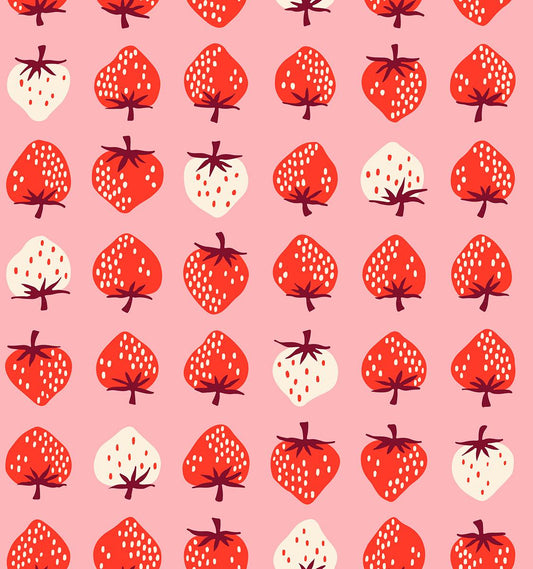 Strawberry Novelty Fabric In Pink – Retro Kitsch Print, Ruby Star Society Strawberry Balmy RS3084 13 Ruby Star#1