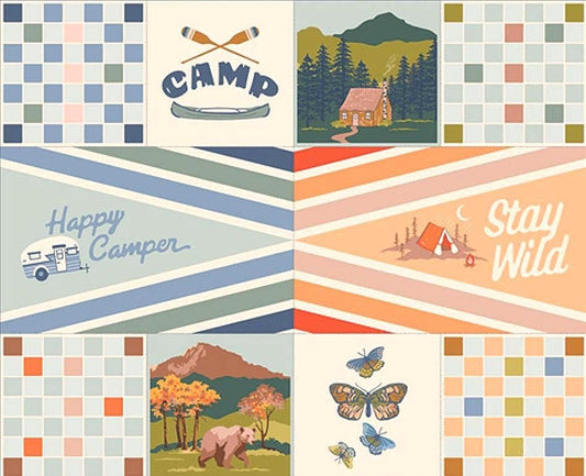 Stay Wild Panel – Premium Quilting Cotton | Happy Camper Collection by Maureen Cracknell