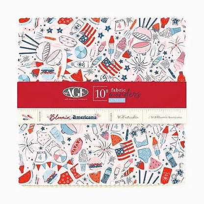 Bloomin’ Americana 10” Squares Fabric | AGF Layer Cake 42 Pcs | Art Gallery Fabrics Precut | Patriotic Quilting Cotton