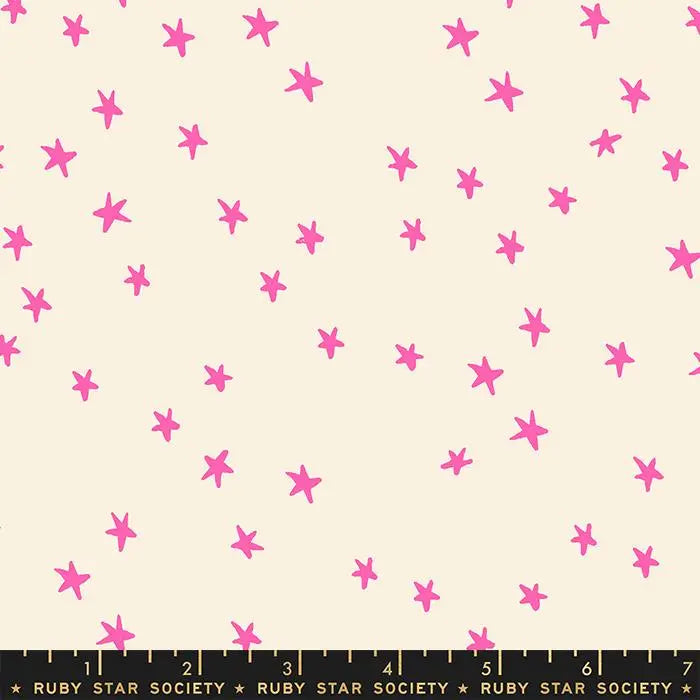 Starry Neon Pink – Ruby Star Society by Alexia Abegg | 100% Cotton Quilting Fabric | Pink Star Print RS4109 36