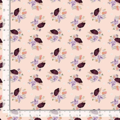 Hedgehogs Floral Fabric – Floral Forest by Fay Nye for Dear Stella | Bellini Pink Cotton Fabric