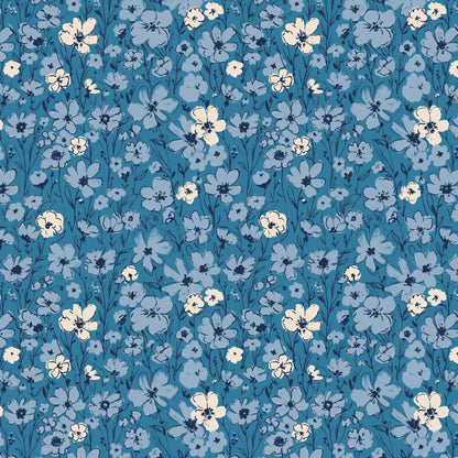 Wildflowers Fabric – Blue, Alison Janssen for Cloud9 Fabrics – Jubilant Collection