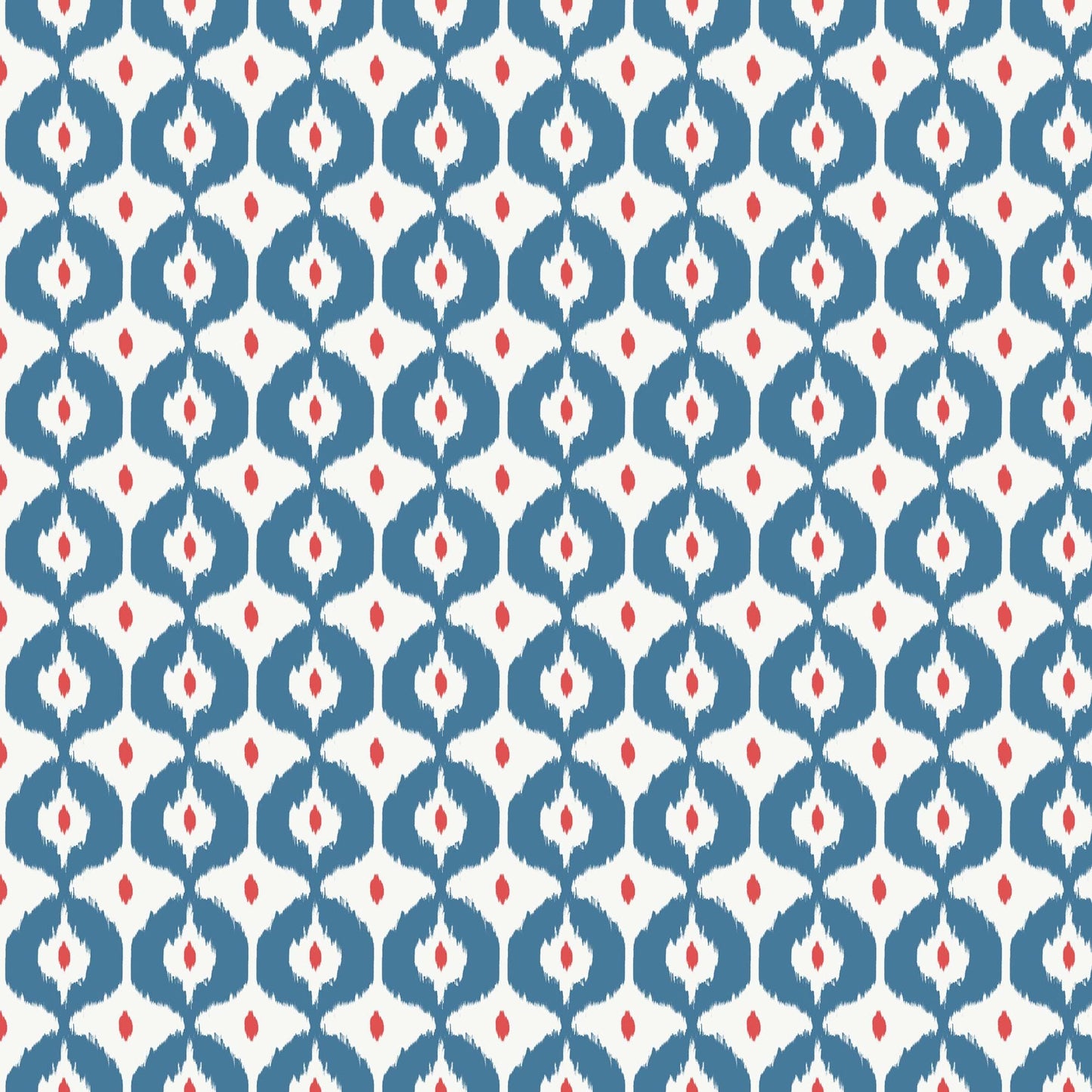 Bazaar Red Blue Fabric by the Yard | Cloud9 Organic Cotton Quilt Fabric | Modern Geometric Ikat Print 44/45"